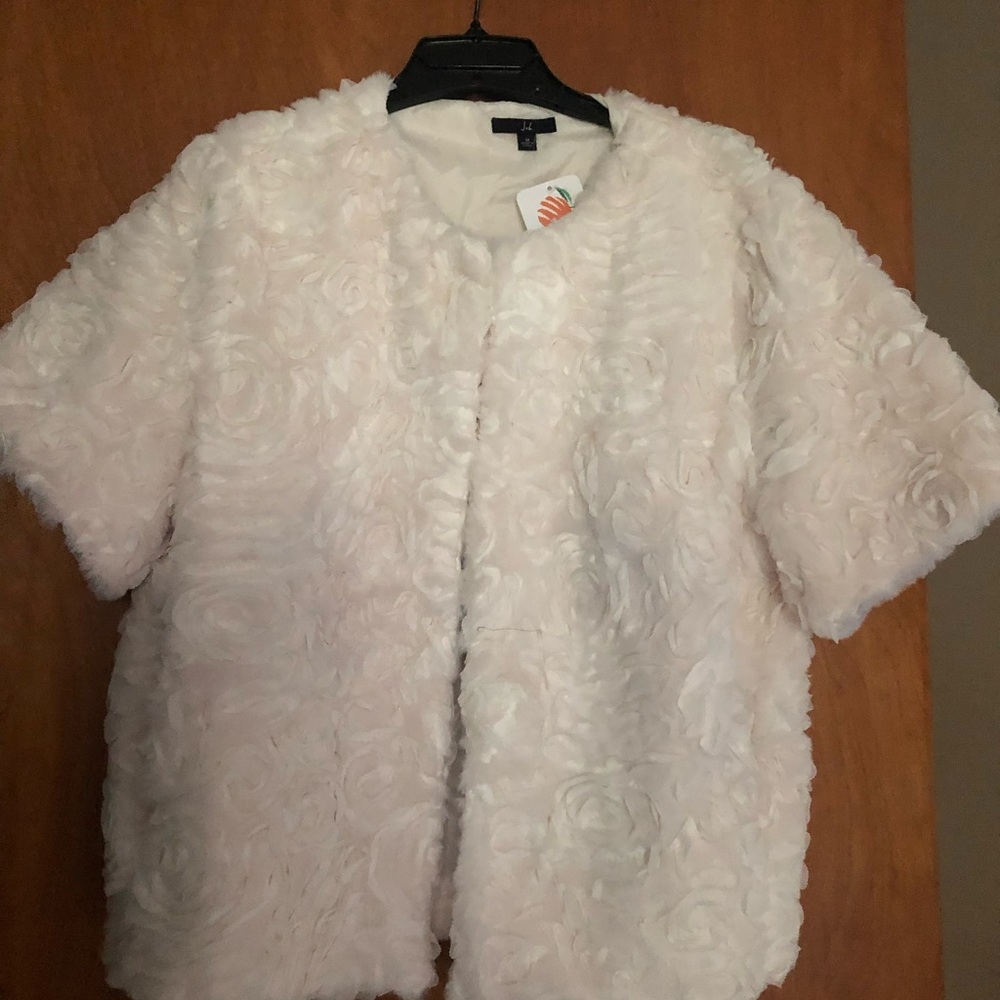Faux Fur Flower Swirls Jacket - Picture 3 of 7